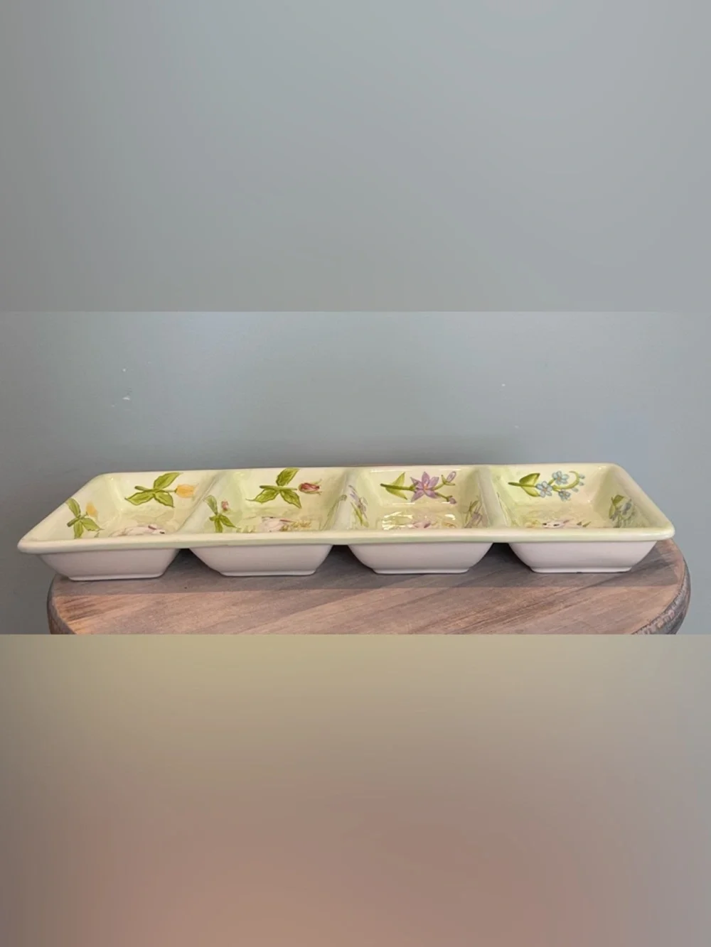 Sweet Olive Designs 4 in 1 divided Bunny Serving Tray hand painted Easter Decor